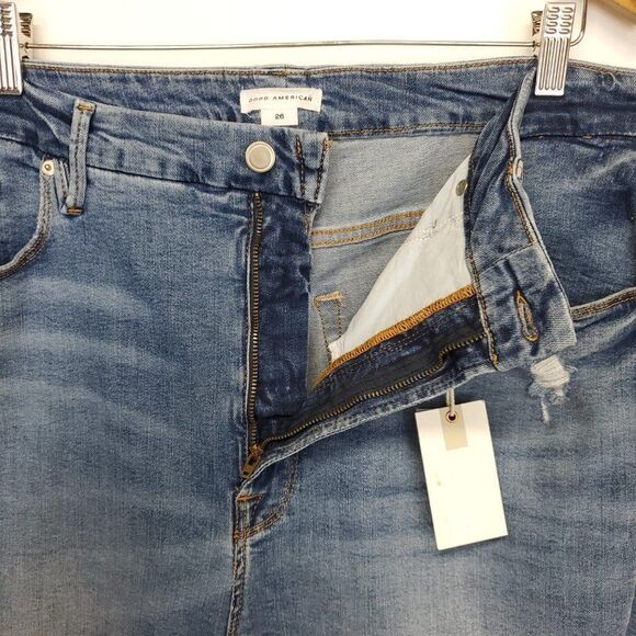 Good American Good Legs High Waist Ripped Skinny Jeans Indigo286 Plus Size 26 - Picture 12 of 13